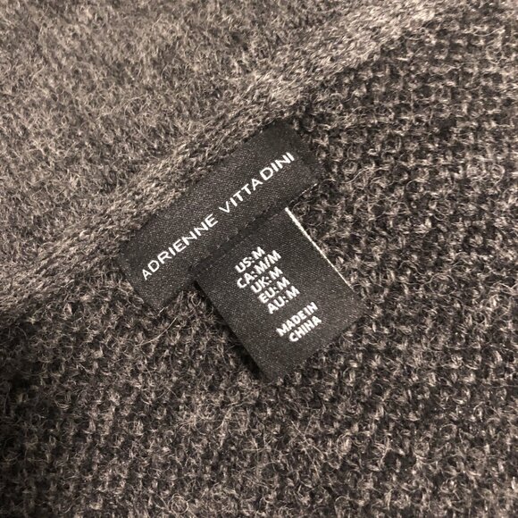 ADRIENNE VITTADINI Gray Black Lacy Design Wool Blend Knit Cardigan Sweater Sz M - Picture 5 of 5